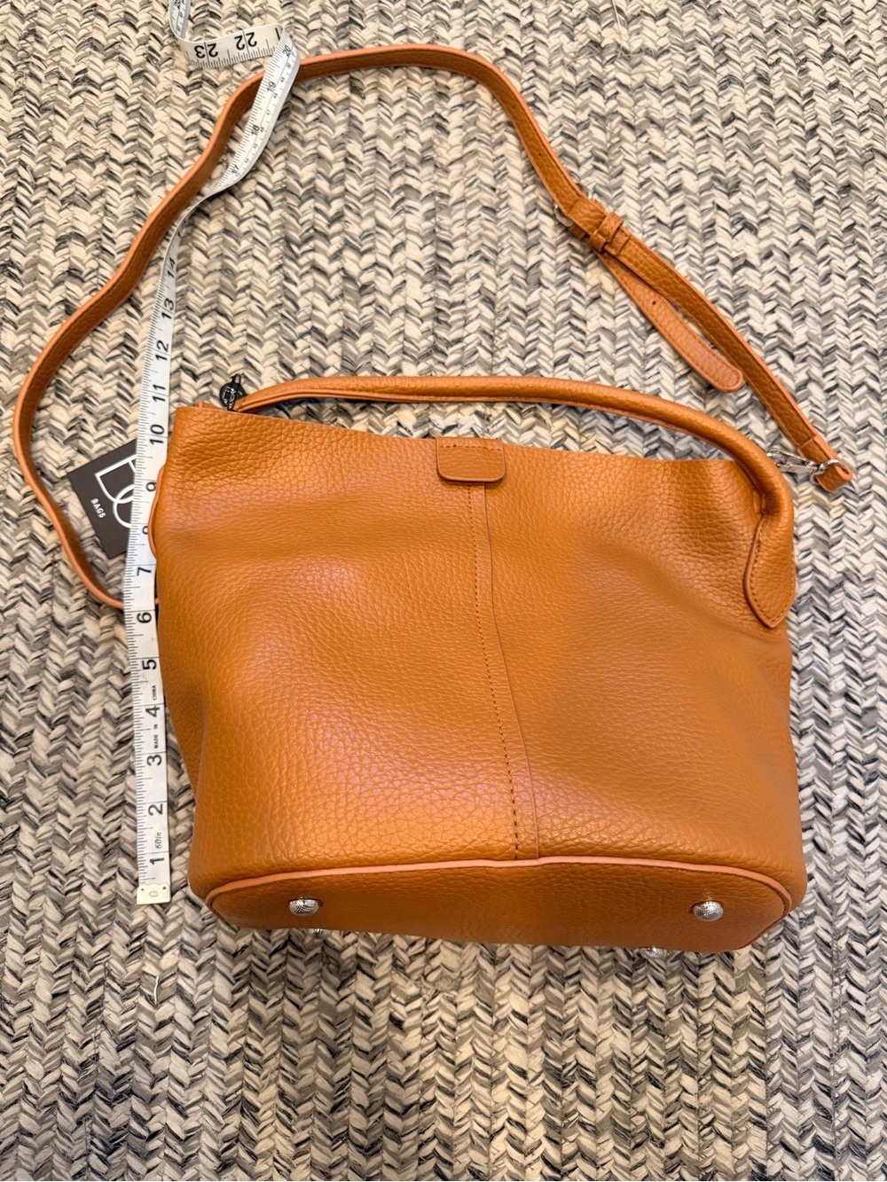 NWT Classic Leather Shoulder Bucket Bag with Adjustable Strap